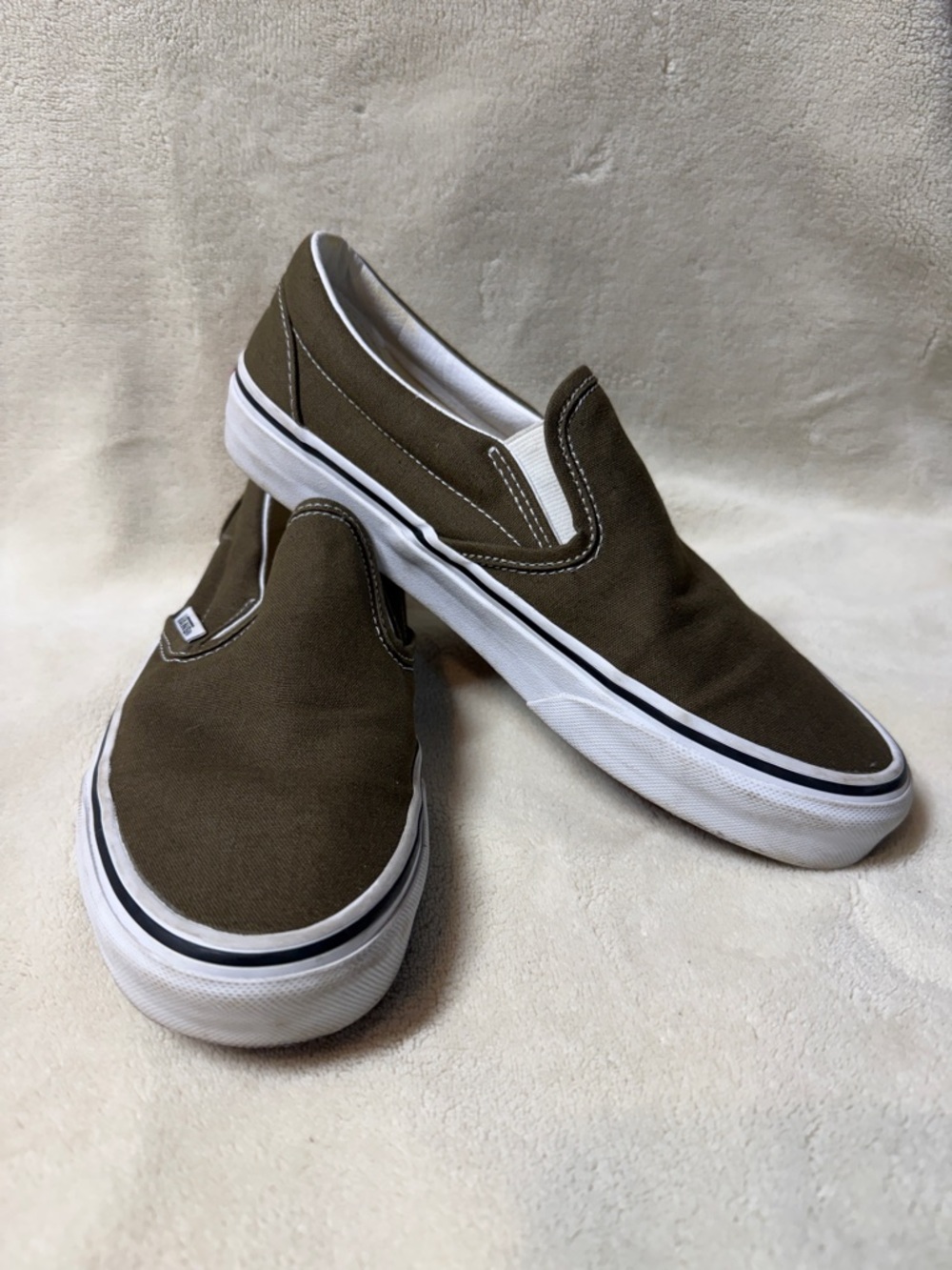 Vans Olive Slip-On Canvas Sneakers